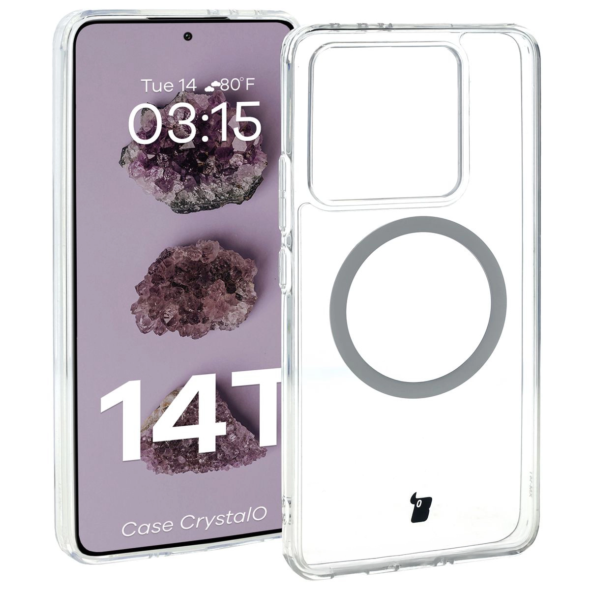 Etui Bizon CrystalO z MagSafe do Xiaomi 14T Przezroczyste