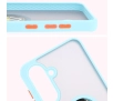 Etui Bizon z uchwytem na palec Hybrid Ring do Galaxy A36 5G / A56 5G Przydymione z jasnoniebieską ramką