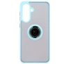 Etui Bizon z uchwytem na palec Hybrid Ring do Galaxy A36 5G / A56 5G Przydymione z jasnoniebieską ramką