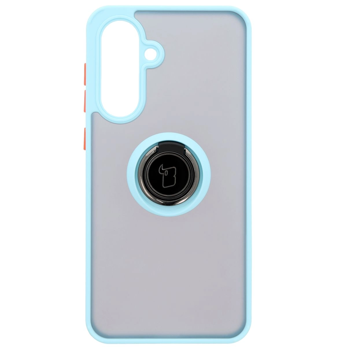 Etui Bizon z uchwytem na palec Hybrid Ring do Galaxy A36 5G / A56 5G Przydymione z jasnoniebieską ramką