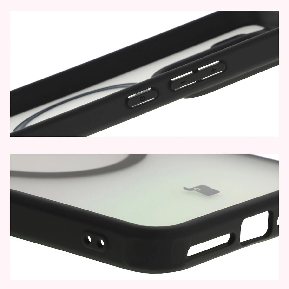 Etui Bizon MatteO z MagSafe do Xiaomi 15 Półprzezroczyste z czarną ramką