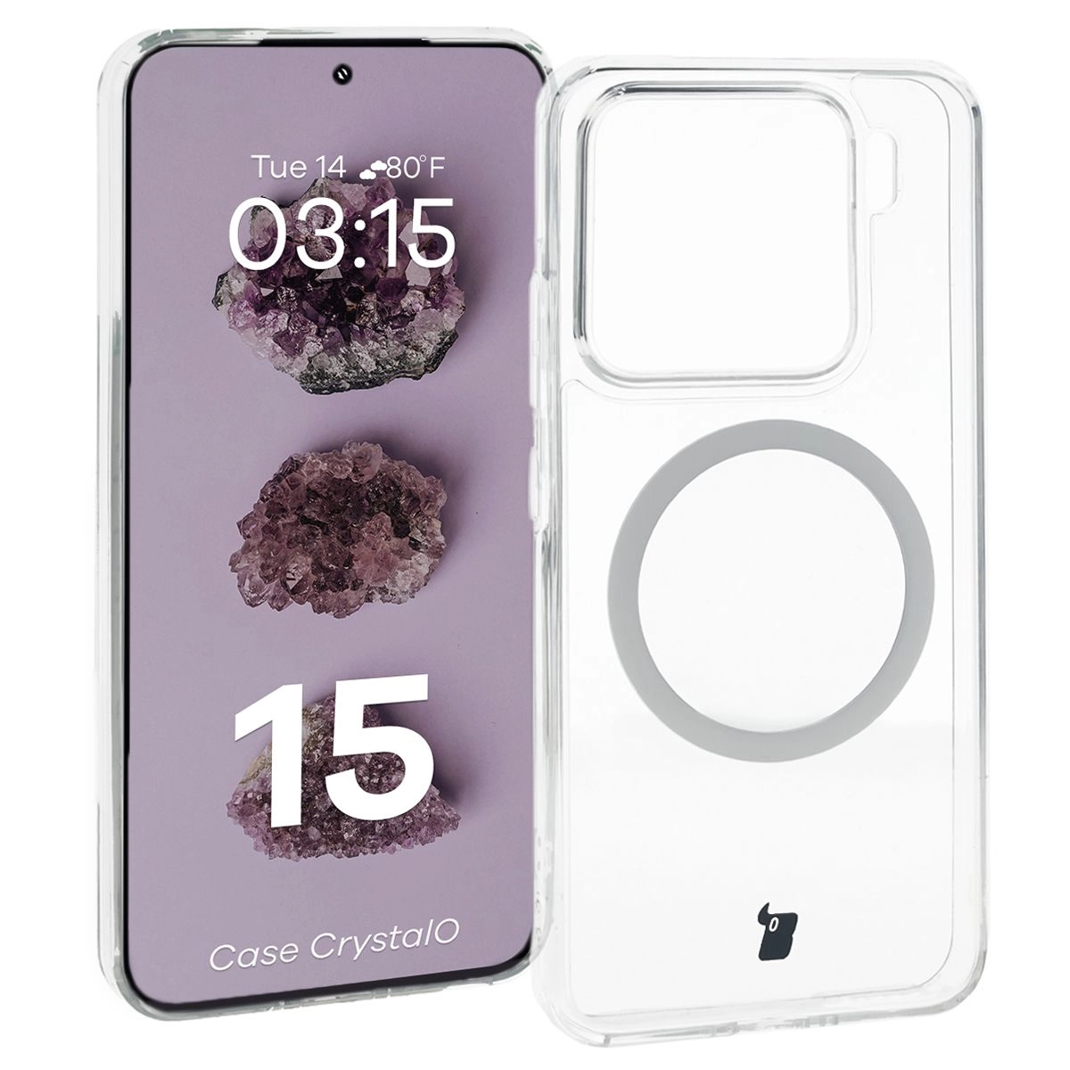 Etui Bizon CrystalO z MagSafe do Xiaomi 15 Przezroczyste