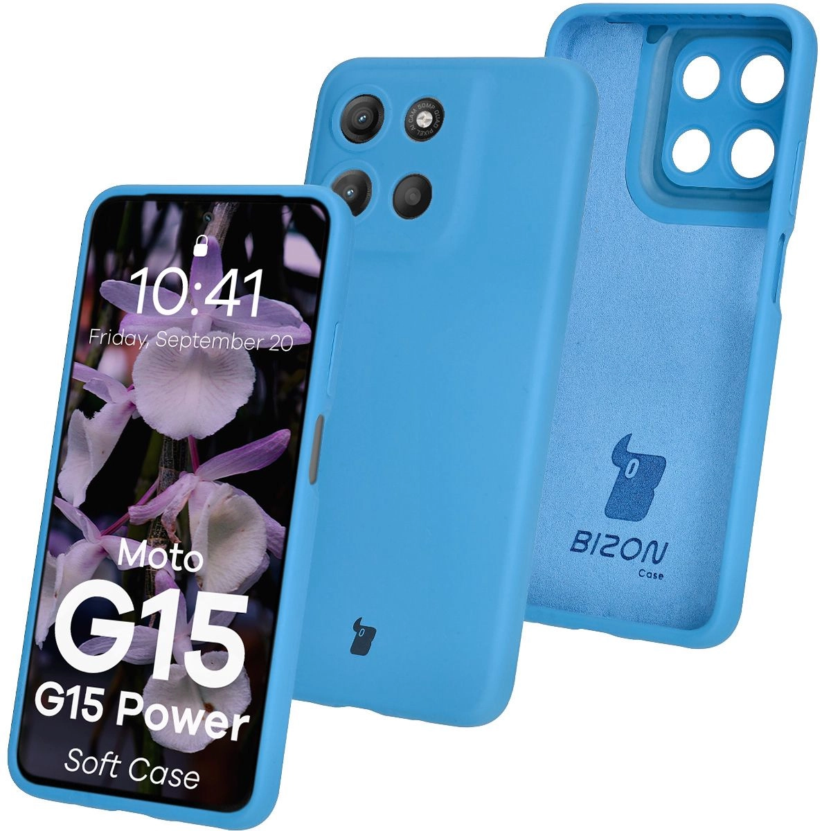 Etui Bizon Silikonowe Soft do Motorola Moto G15/G15 Power Niebieski