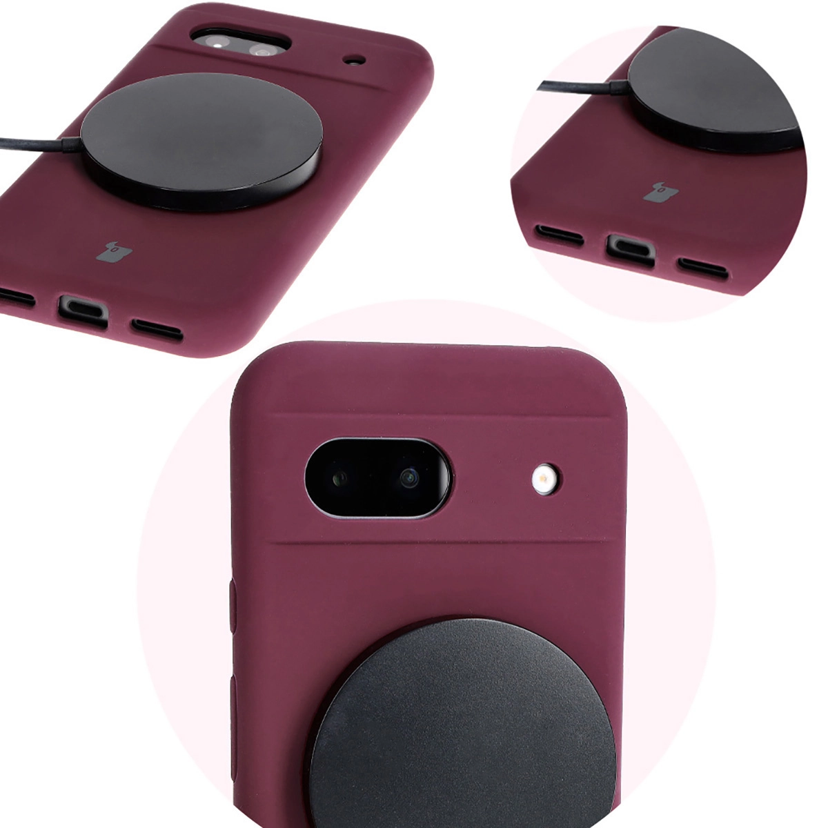 Etui Bizon Silikonowe Soft do Google Pixel 8a Ciemno-fioletowy