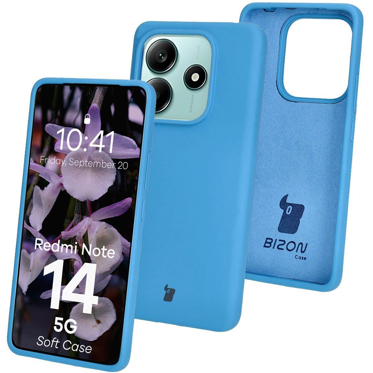 Etui Bizon Silikonowe Soft do Xiaomi Redmi Note 14 5G Niebieski