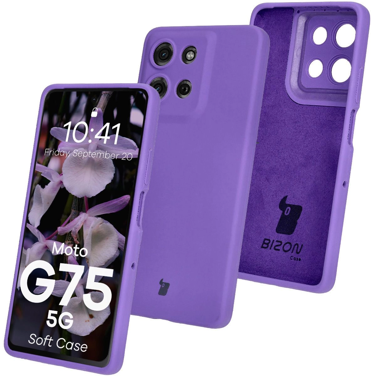 Etui Bizon Silikonowe Soft do Motorola Moto G75 5G Fioletowy