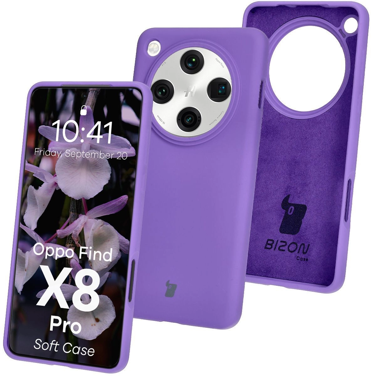 Etui Bizon Silikonowe Soft do Oppo Find X8 Pro Fioletowy