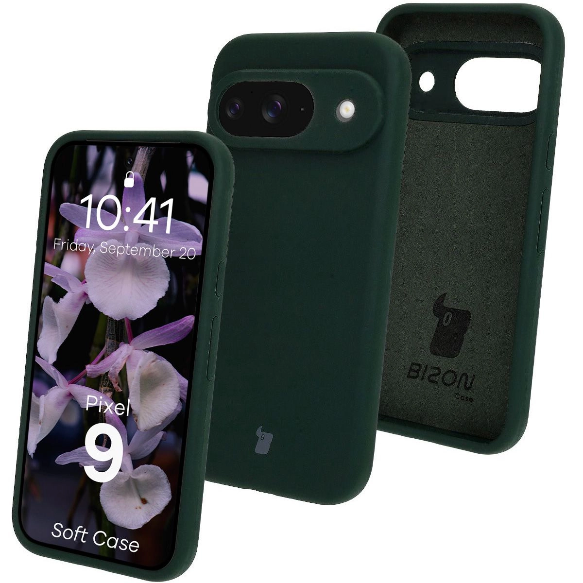 Etui Bizon Silikonowe Soft do Google Pixel 9 Ciemnozielony