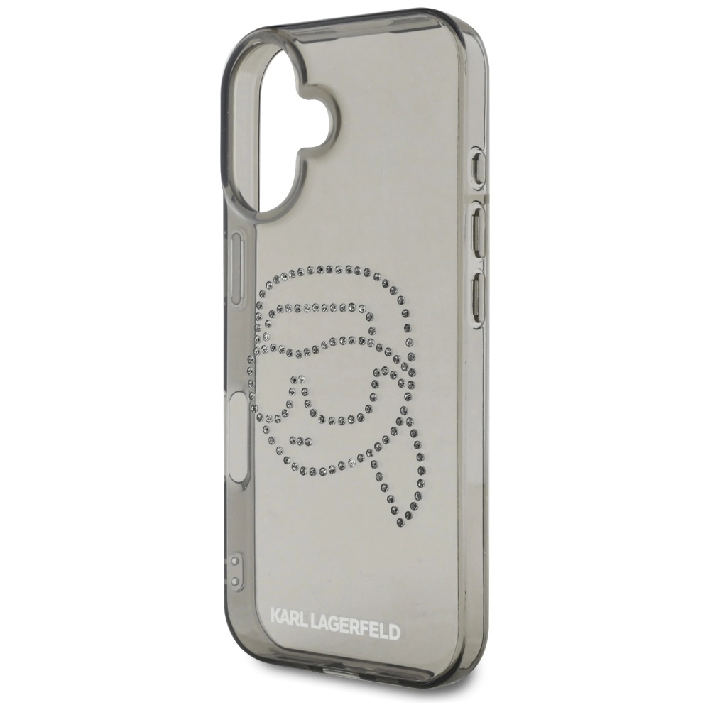 Etui Karl Lagerfeld IML Rhinestones Karl Head do iPhone 16 Czarny