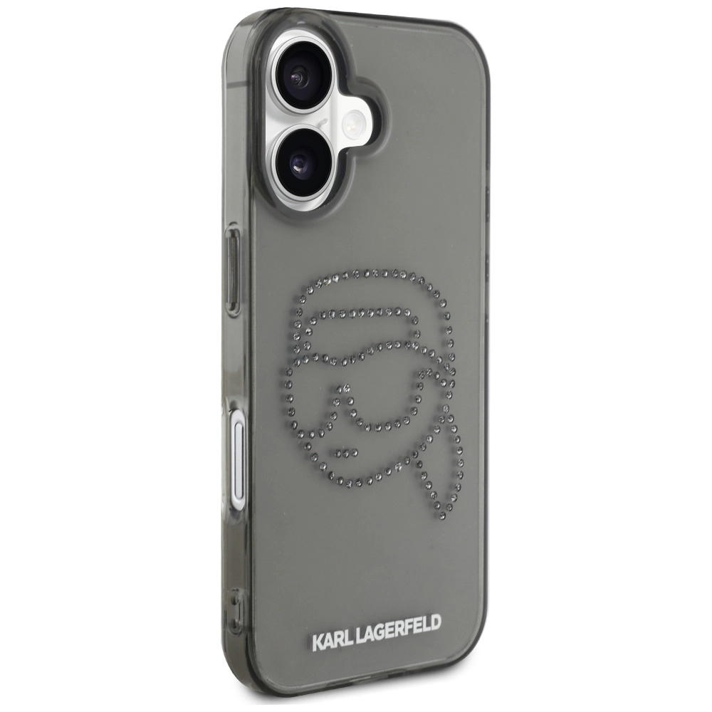 Etui Karl Lagerfeld IML Rhinestones Karl Head do iPhone 16 Czarny