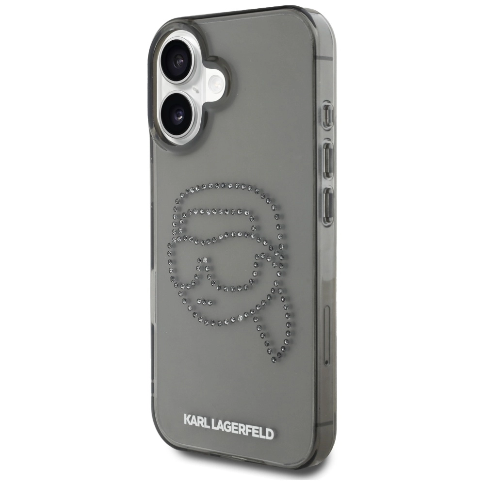 Etui Karl Lagerfeld IML Rhinestones Karl Head do iPhone 16 Czarny