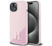 Etui Karl Lagerfeld Silicone Shadow Metal Initial MagSafe do iPhone 15 Różowy