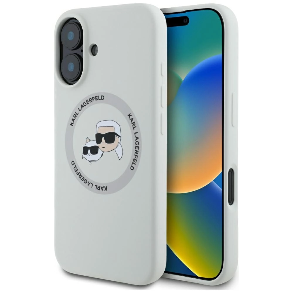 Karl Lagerfeld Silicone Double Heads And Circle MagSafe do iPhone 16 Beżowy