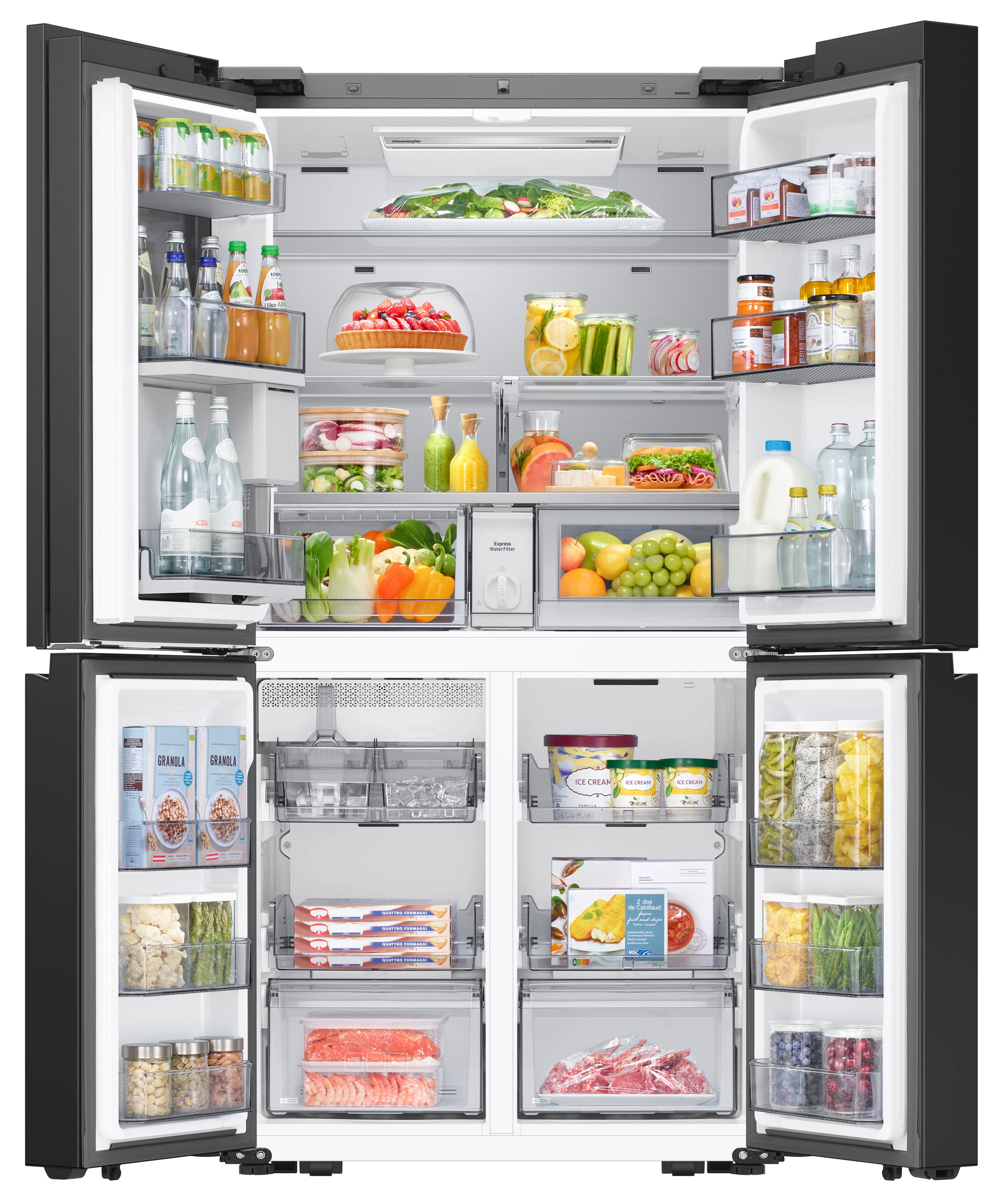 Lodówka Samsung RM90F67CECEO Auto Open Pełny No Frost 185,3cm Kostkarka Zdalne sterowanie Grafitowe szkło