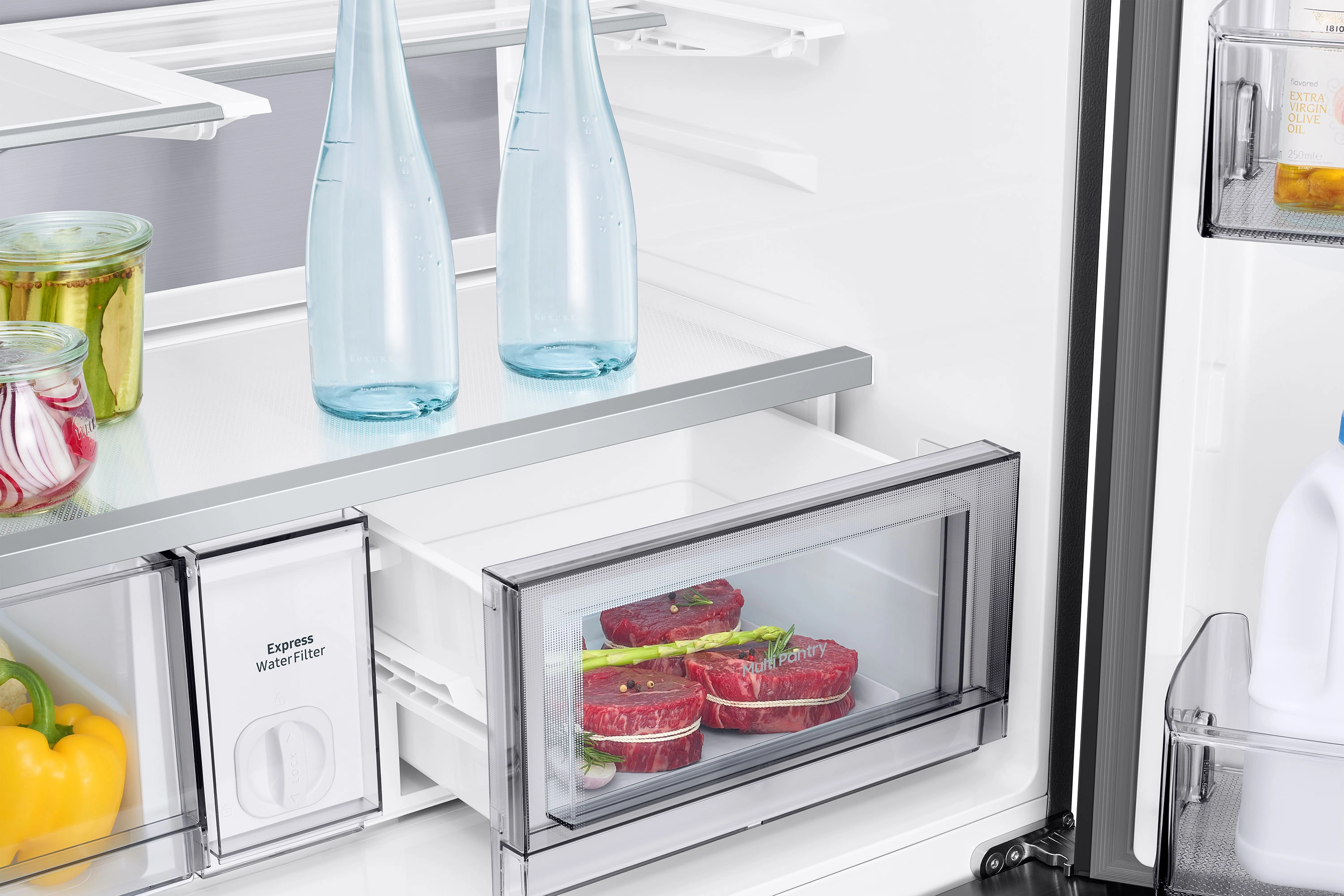 Lodówka Samsung RM90F67CECEO Auto Open Pełny No Frost 185,3cm Kostkarka Zdalne sterowanie Grafitowe szkło