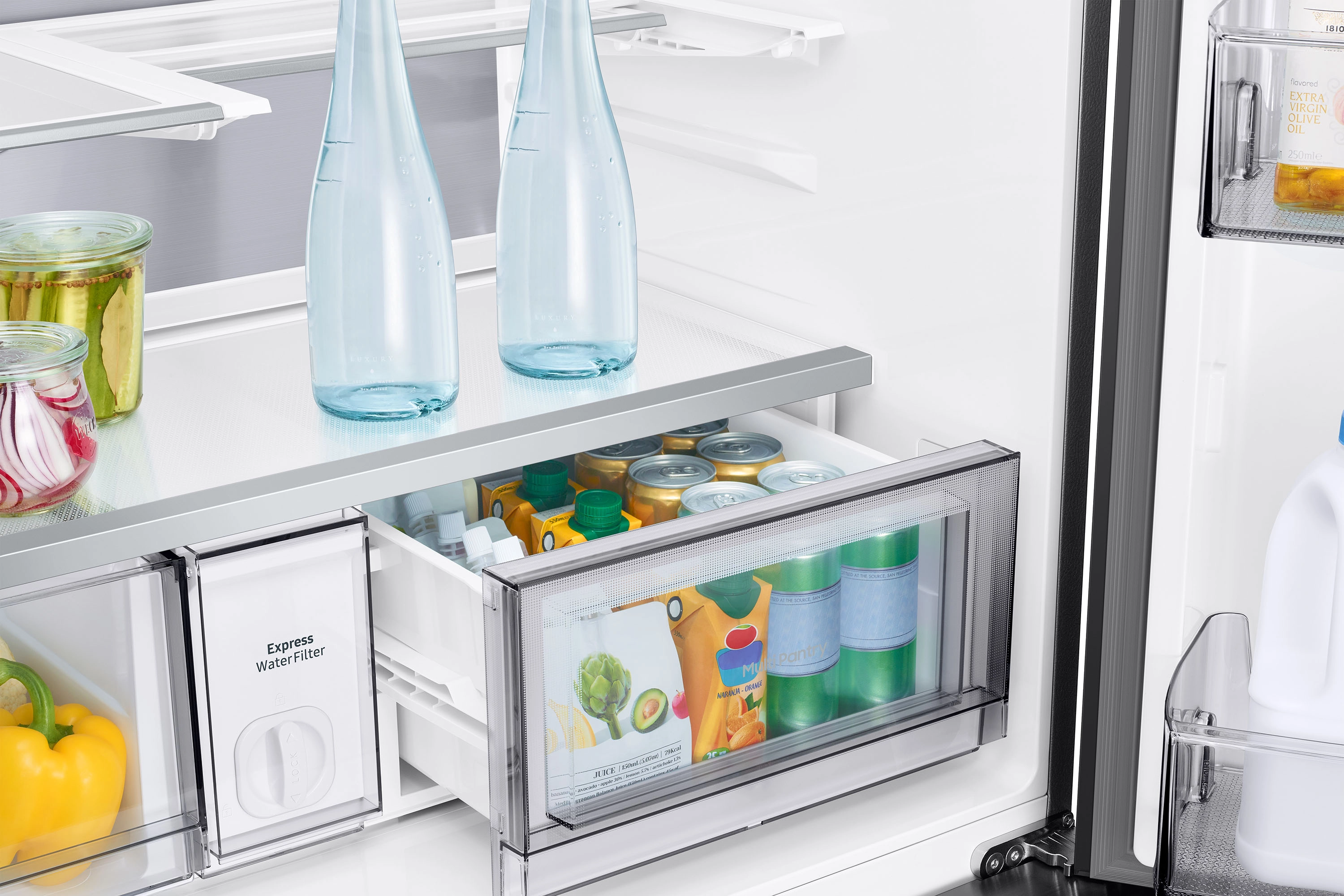 Lodówka Samsung RM90F67CECEO Auto Open Pełny No Frost 185,3cm Kostkarka Zdalne sterowanie Grafitowe szkło
