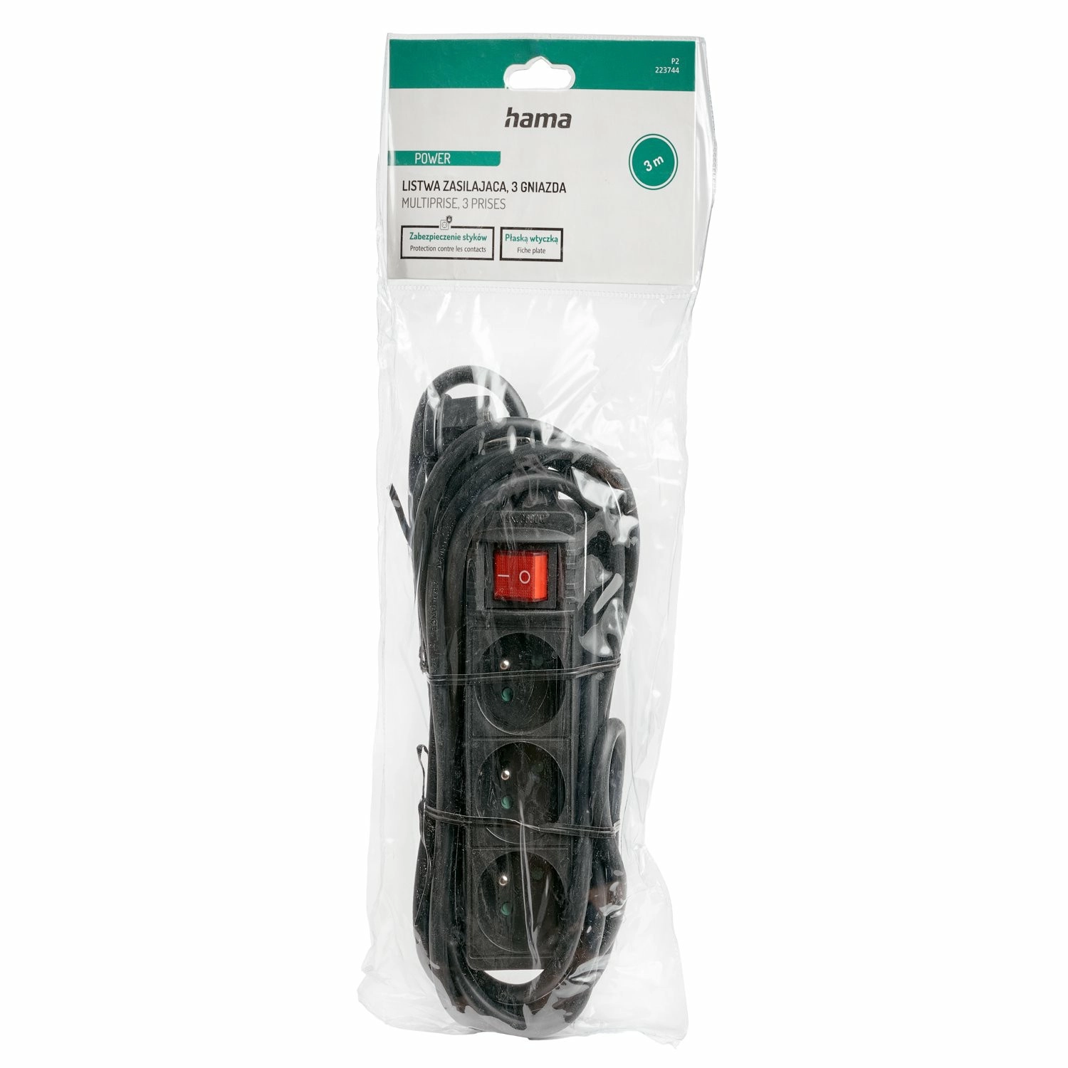 Listwa Hama P2223744 "STANDARD" 3 Gniazda 3m Czarny