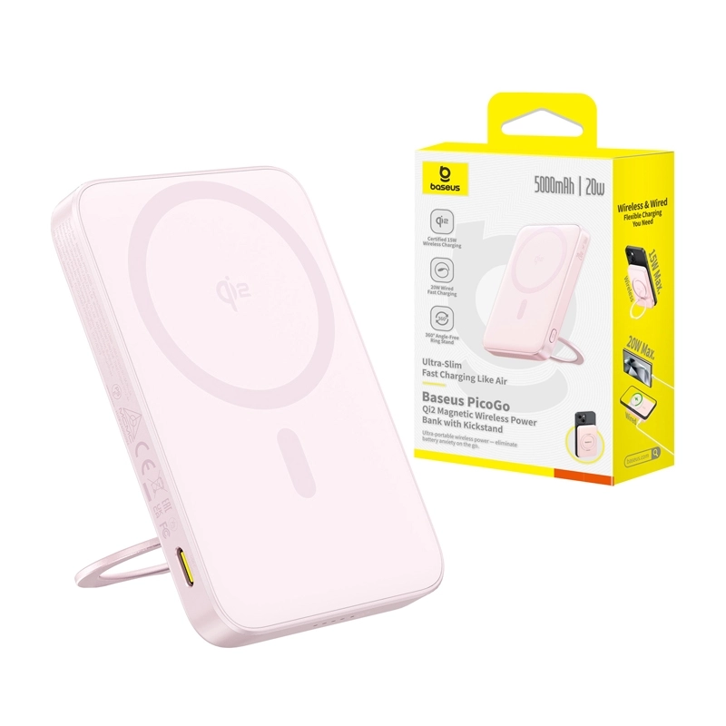 Powerbank Baseus PicoGo Qi2 5000mAh 20W Różowy
