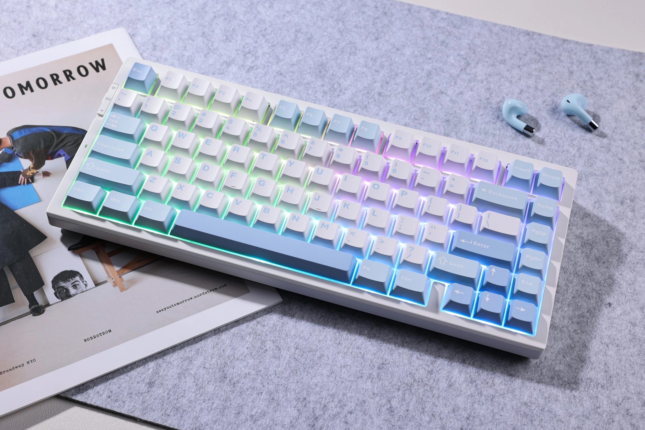 Klawiatura mechaniczna MCHOSE G75 Pro Cabbage Tofu Switch V2 Biało-niebieski