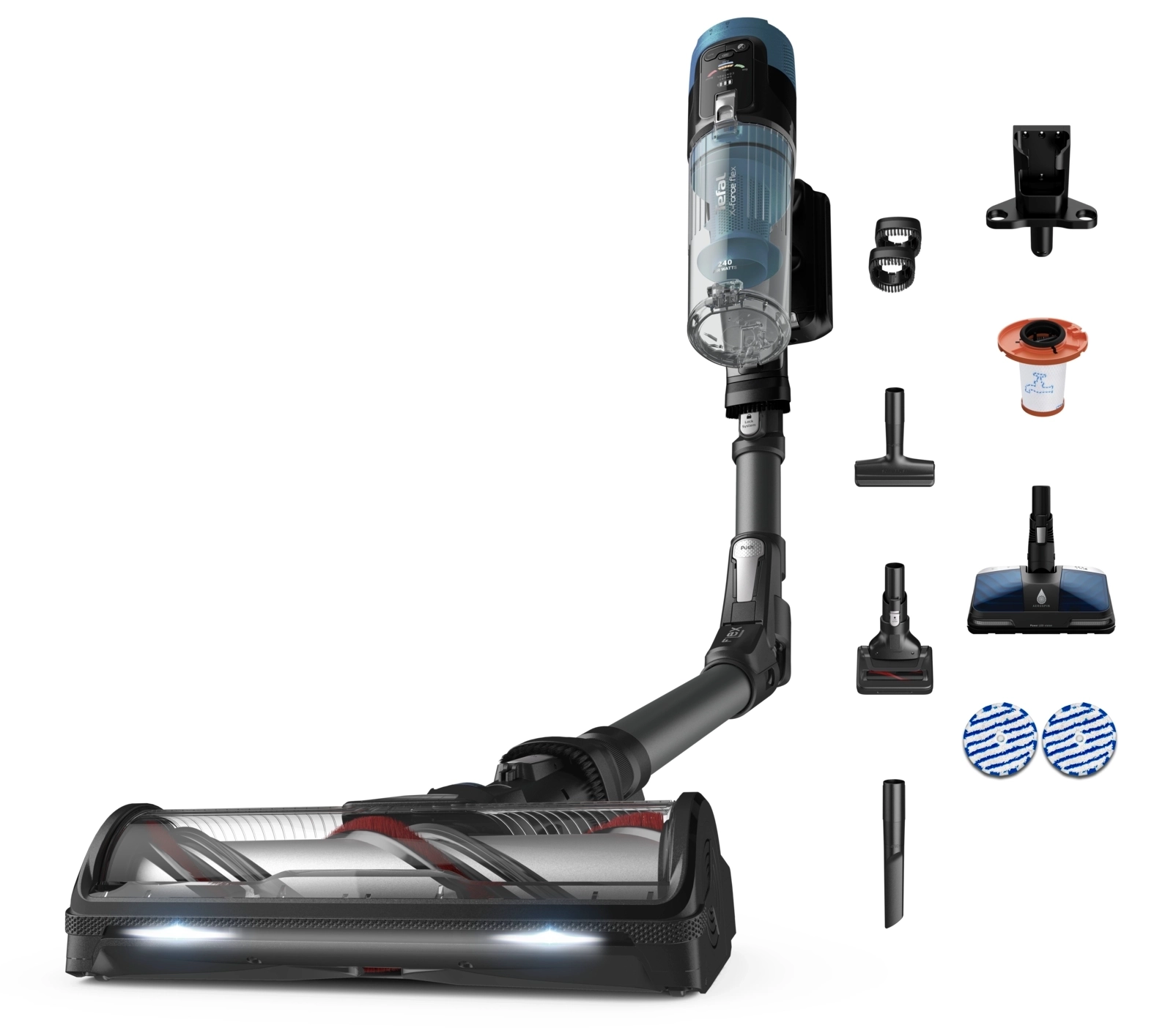 Tefal X-Force Flex 14.80 TY9BD1 120min Funkcja mycia Wymienny akumulator Mini elektroszczotka