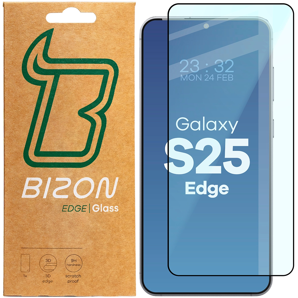 Szkło hartowane Bizon pełne Edge do Galaxy S25 Edge