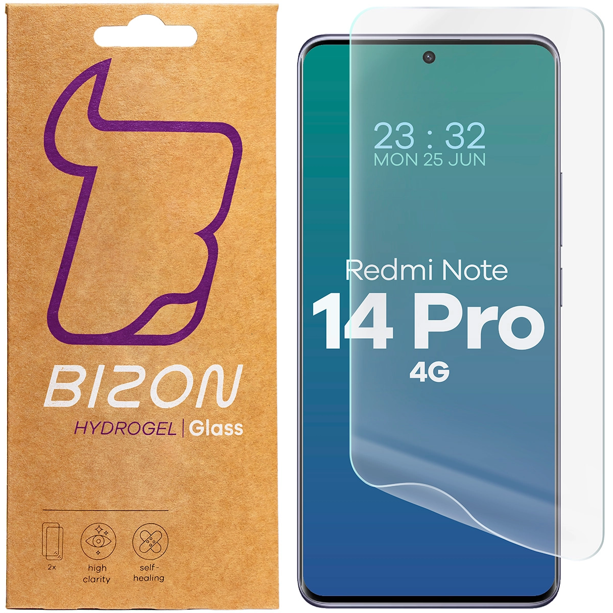 Folia hydrożelowa Bizon na ekran Hydrogel Front do Xiaomi Redmi Note 14 Pro 4G 2 sztuki