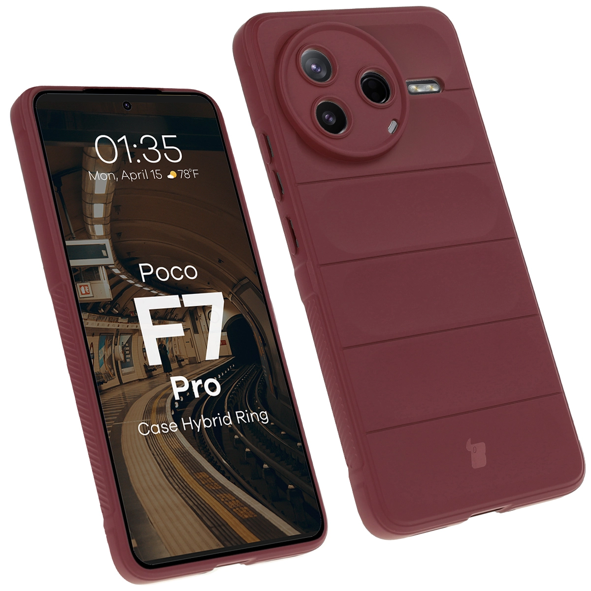 Etui Bizon Tur do Xiaomi Poco F7 Pro Burgundowy