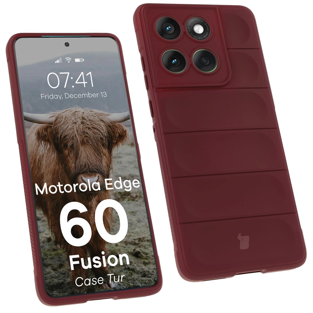 Etui Bizon Tur do Motorola Edge 60 Fusion Burgundowy