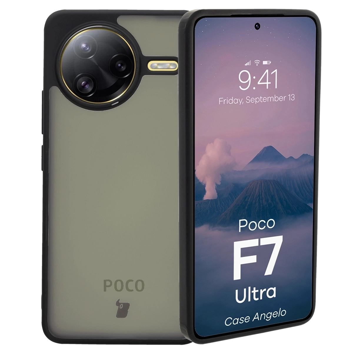 Etui Bizon Angelo do Xiaomi Poco F7 Ultra przydymione z Czarną ramką