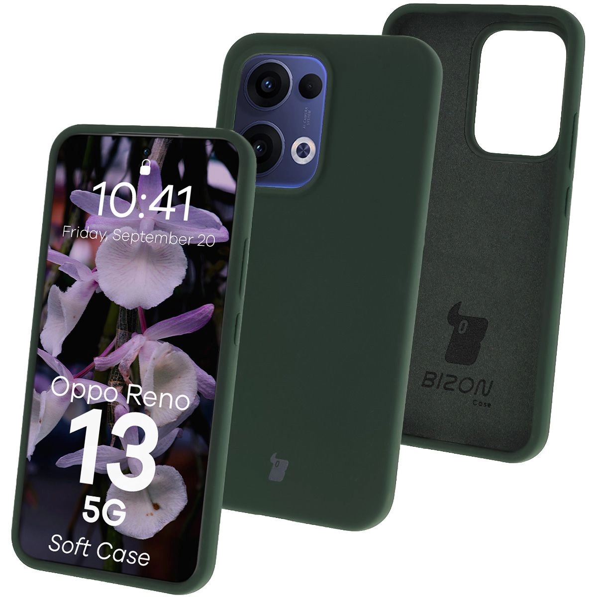 Etui Bizon Silikonowe Soft do Oppo Reno13 Ciemnozielony