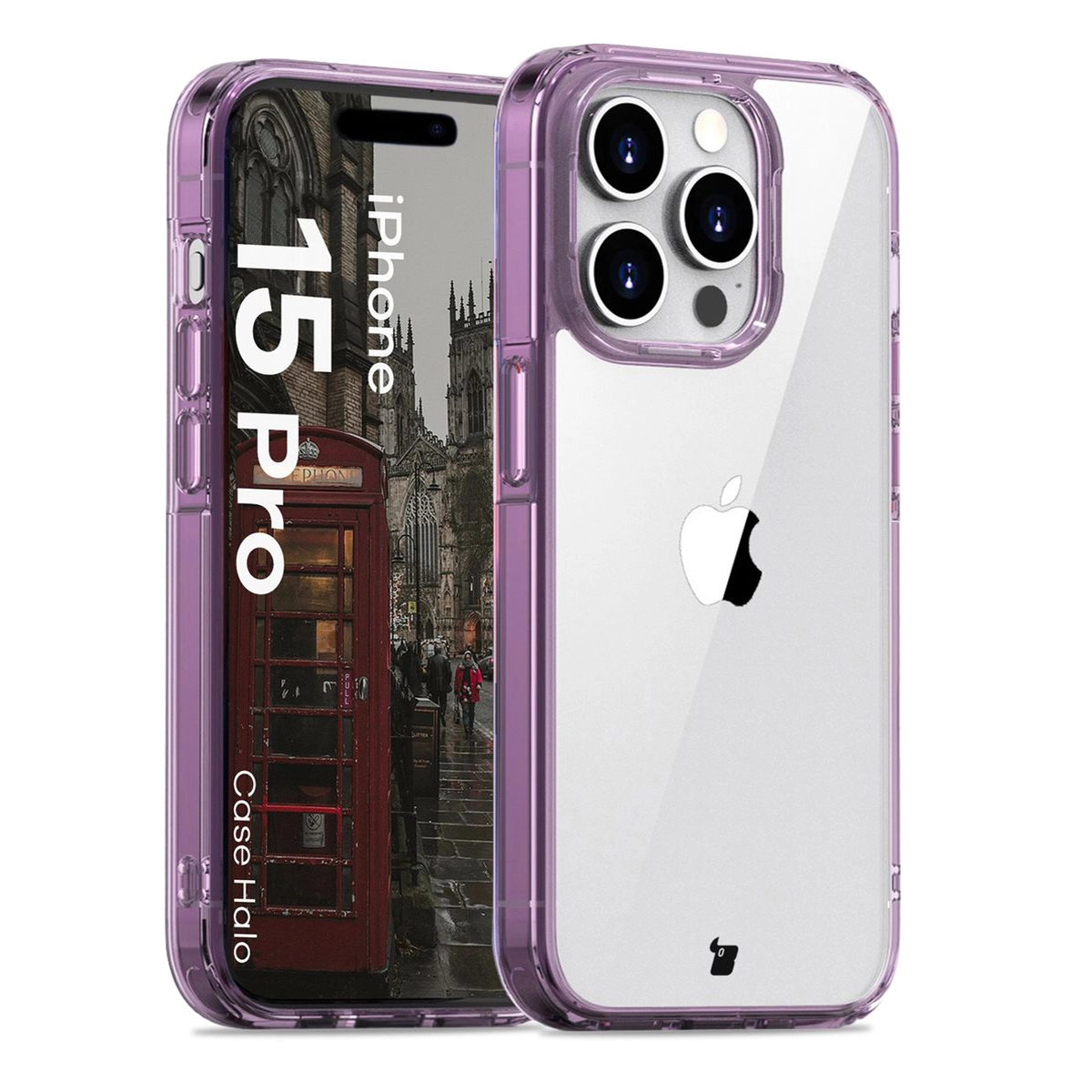 Etui Bizon Halo do iPhone 15 Pro Przezroczysto-fioletowy