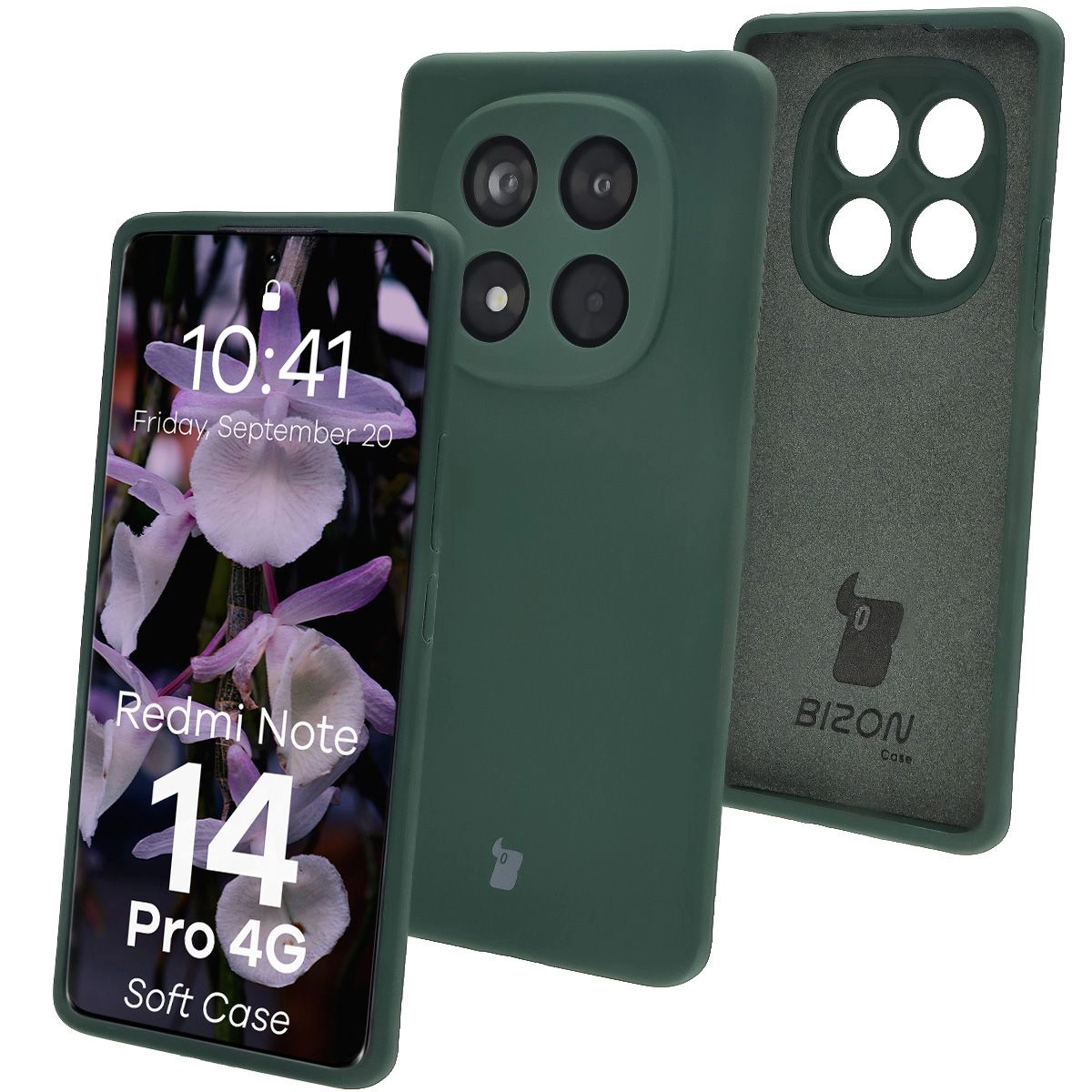 Etui Bizon Silikonowe Soft do Xiaomi Redmi Note 14 Pro 4G Ciemnozielony