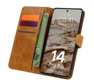 Bizon z klapką Pocket do Realme 14 Pro 5G Brązowy
