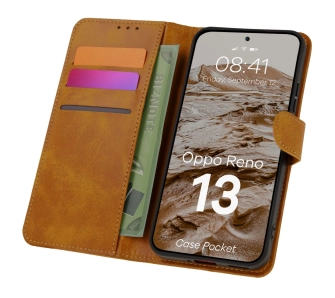 Etui Bizon z klapką Pocket do Oppo Reno13 Brązowy
