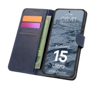 Bizon z klapką Pocket do Xiaomi 15 Ultra Granatowy