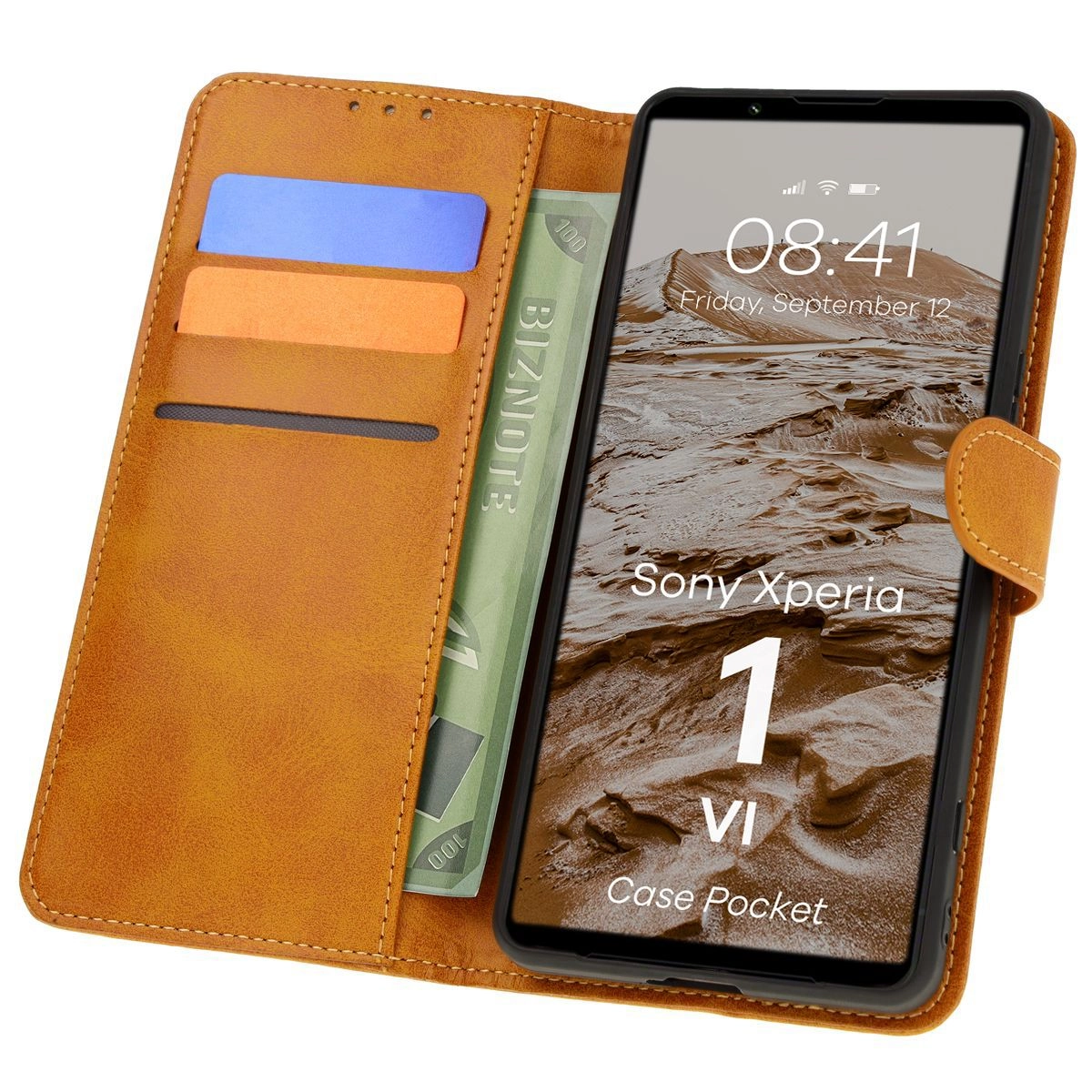 Etui Bizon z klapką Pocket do Sony Xperia 1 VI Brązowy