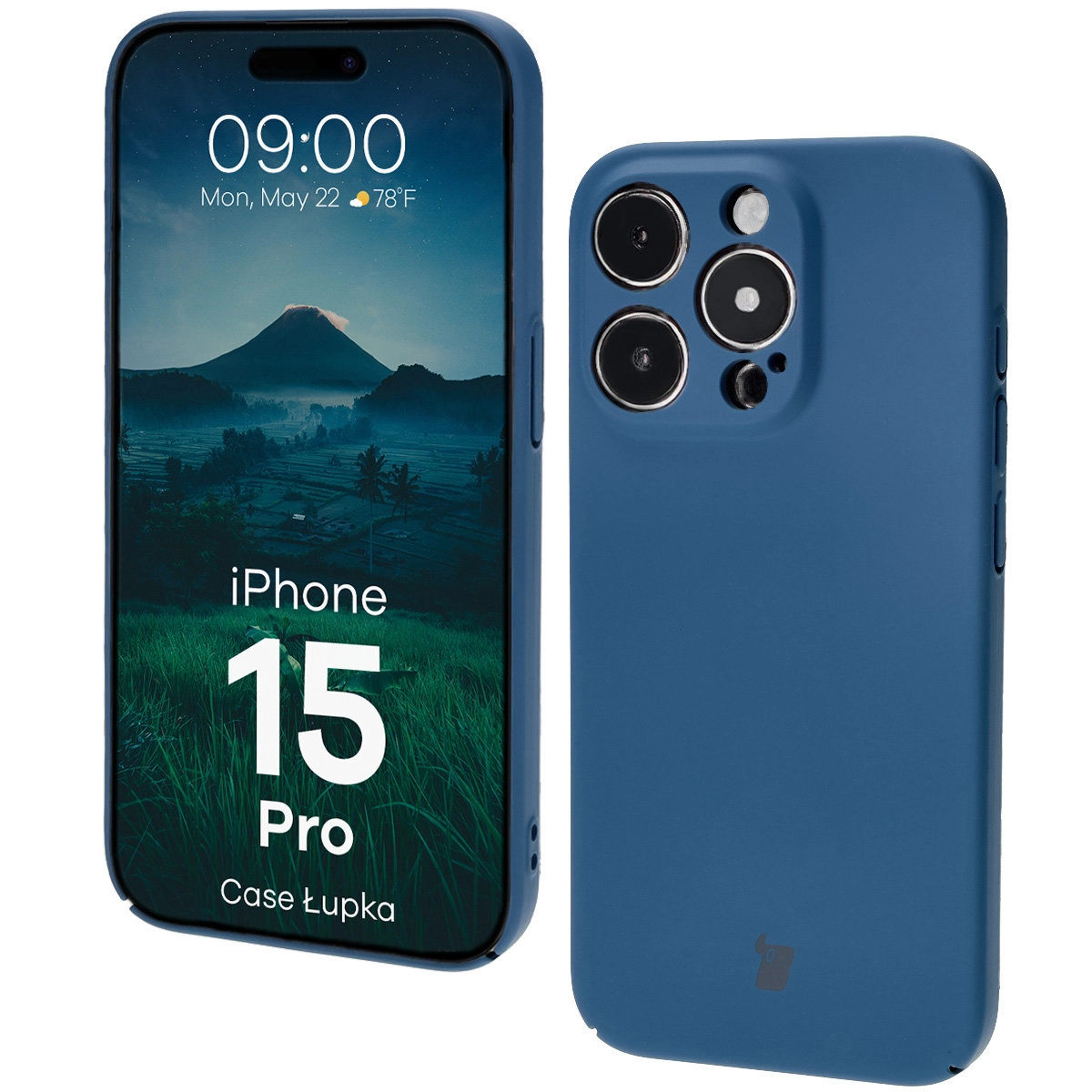 Etui Bizon Łupka do iPhone 15 Pro Niebieski