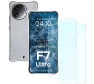 Bizon elastyczne etui Salpa + 2x szkło hartowane Clear Pack do Xiaomi Poco F7 Ultra