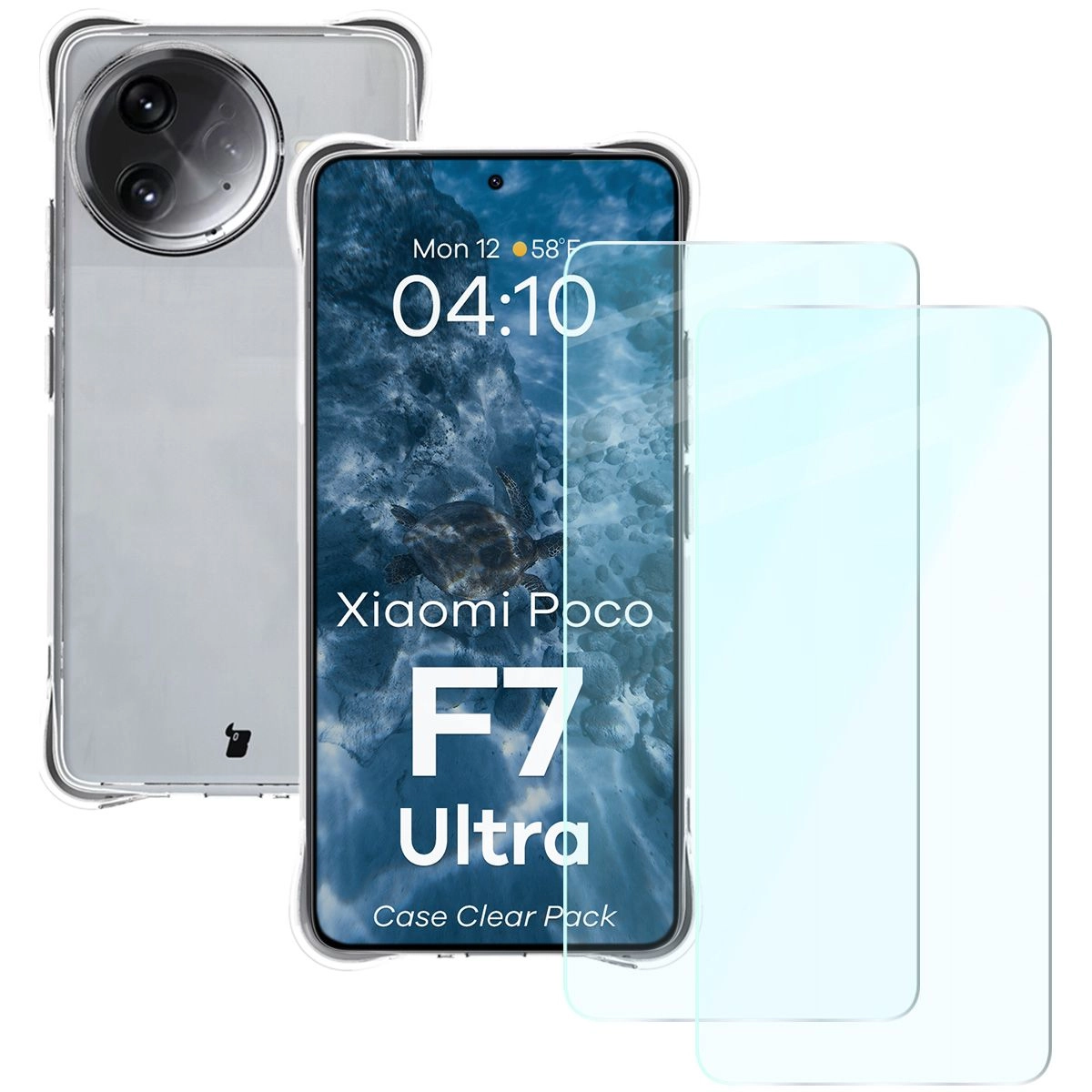 Zestaw ochronny Bizon elastyczne etui Salpa + 2x szkło hartowane Clear Pack do Xiaomi Poco F7 Ultra