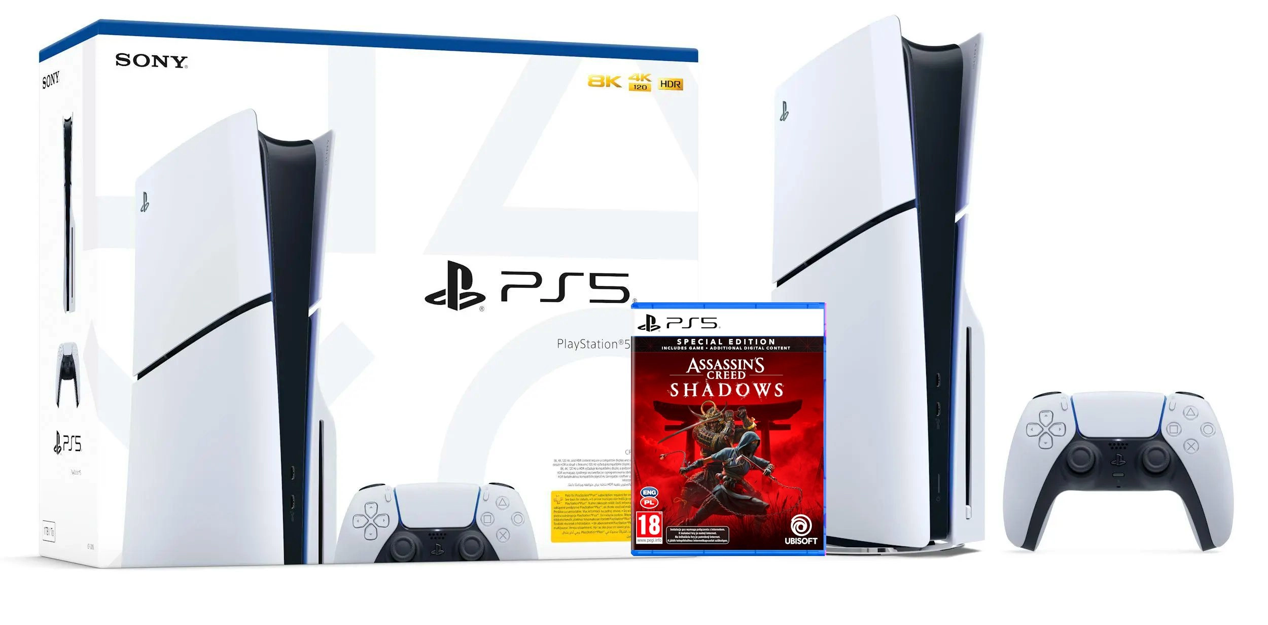 Konsola Sony PlayStation 5 Slim D Chassis (PS5) 1TB z napędem + Assassin’s Creed Shadows Edycja Specjalna