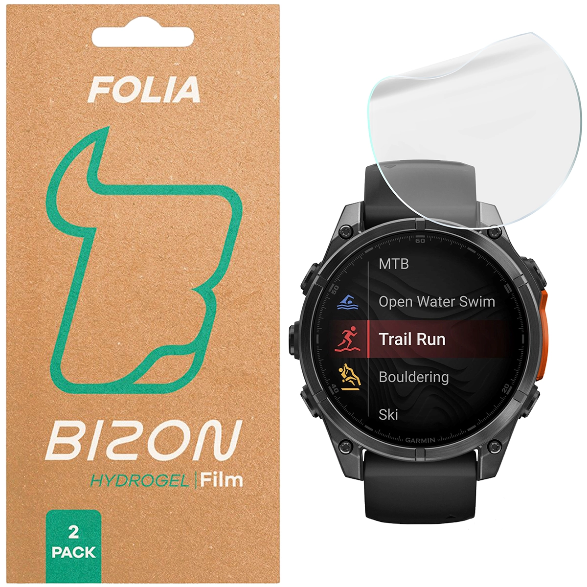 Folia ochronna Bizon matowa Film Sun do Garmin Tactix 8 AMOLED 47 mm, 2 sztuki