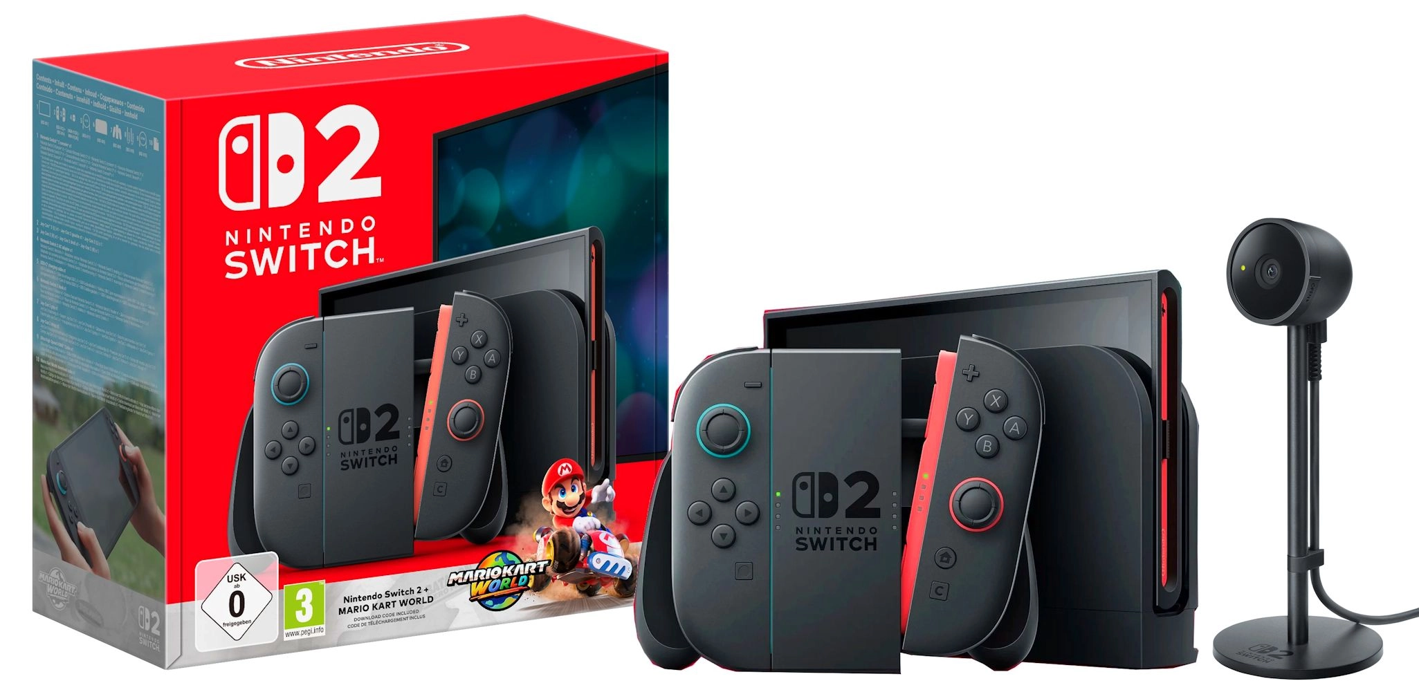 Konsola Nintendo Switch 2 Joy-Con Czarny + Mario Kart World + Kamera