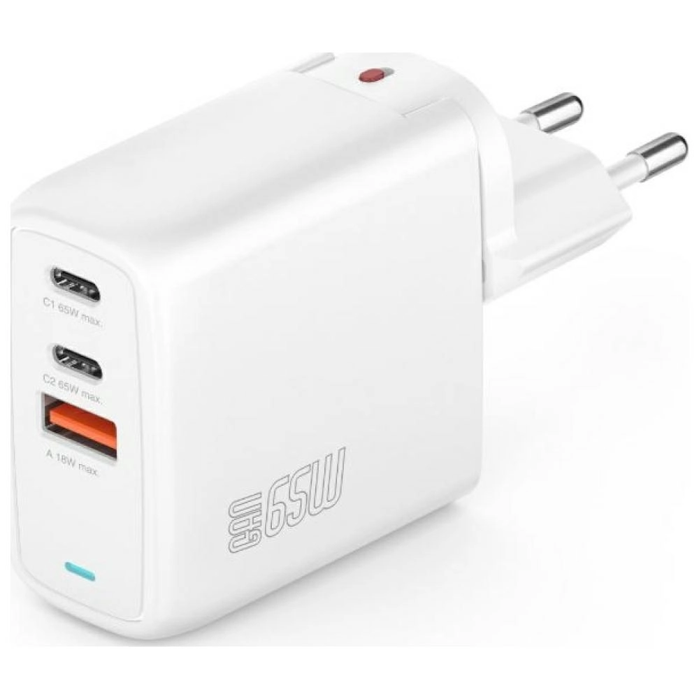 Ładowarka sieciowa 4smarts GaN Flex 65W 2x USB-C 1 USB-A Biały