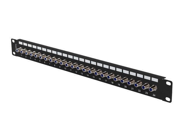 Patch panel Lanberg PPRF-R624-B 24 PORT 1U 19" GNIAZDO TYP F BECZKA Czarny