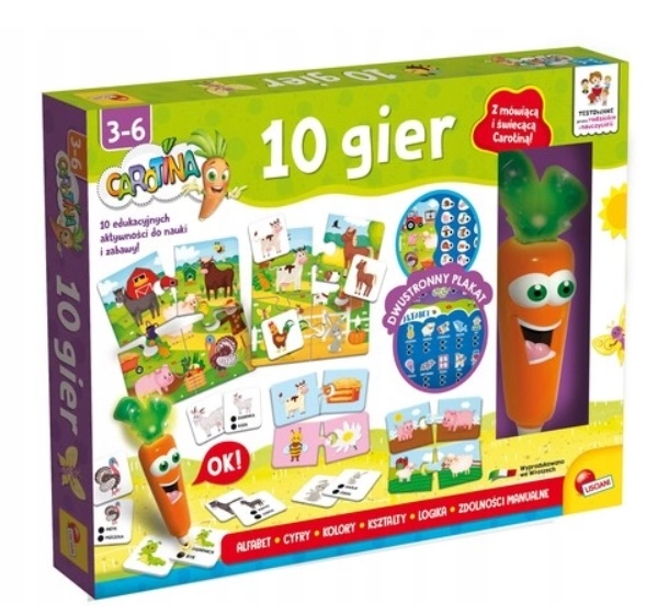 Gra planszowa Carotina 10 gier Edukacyjnych do nauki i zabawy