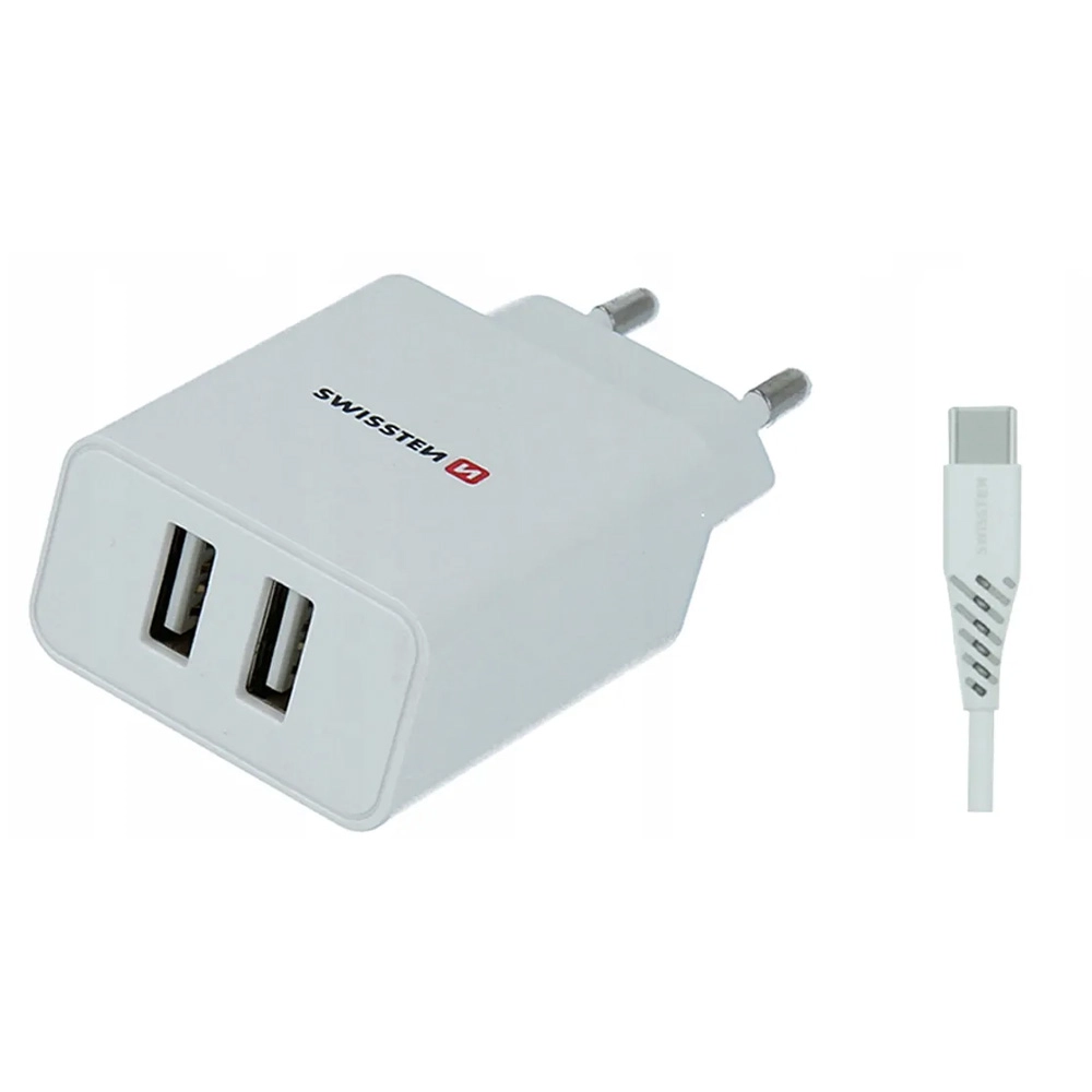 Ładowarka sieciowa Swissten 22053000 2x USB-A 2,1A Biały