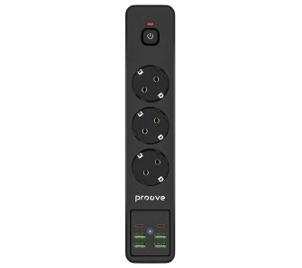 Listwa Proove PSP342420001 3 gniazda 4xUSB-A, 2xUSB-C 2m Czarn)