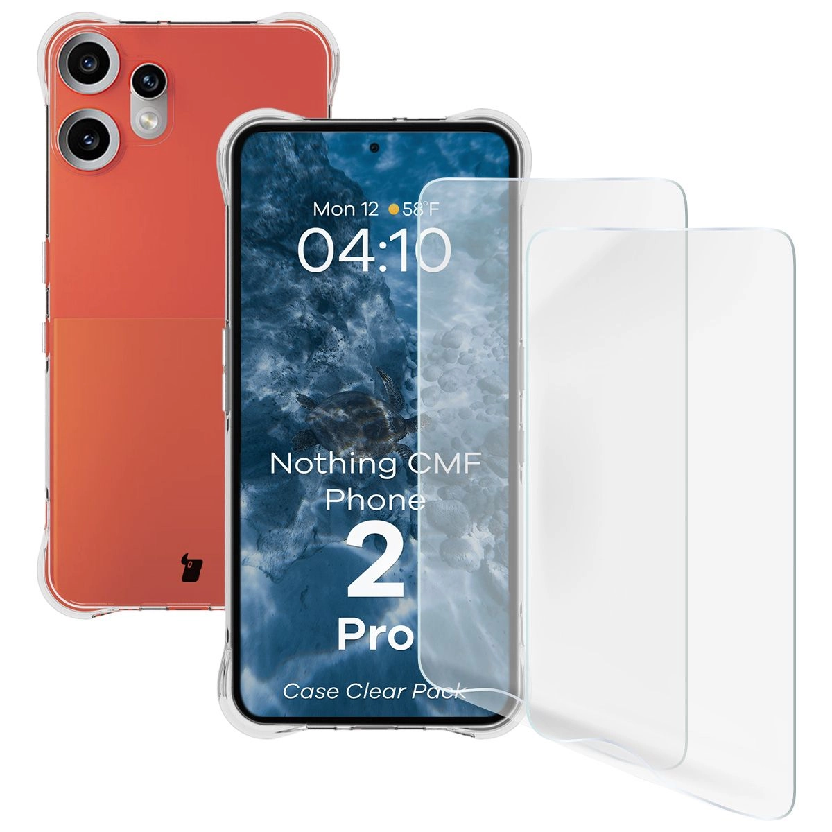 Zestaw ochronny Bizon elastyczne etui Salpa + 2x folia na ekran Clear Pack do Nothing CMF Phone 2 Pro