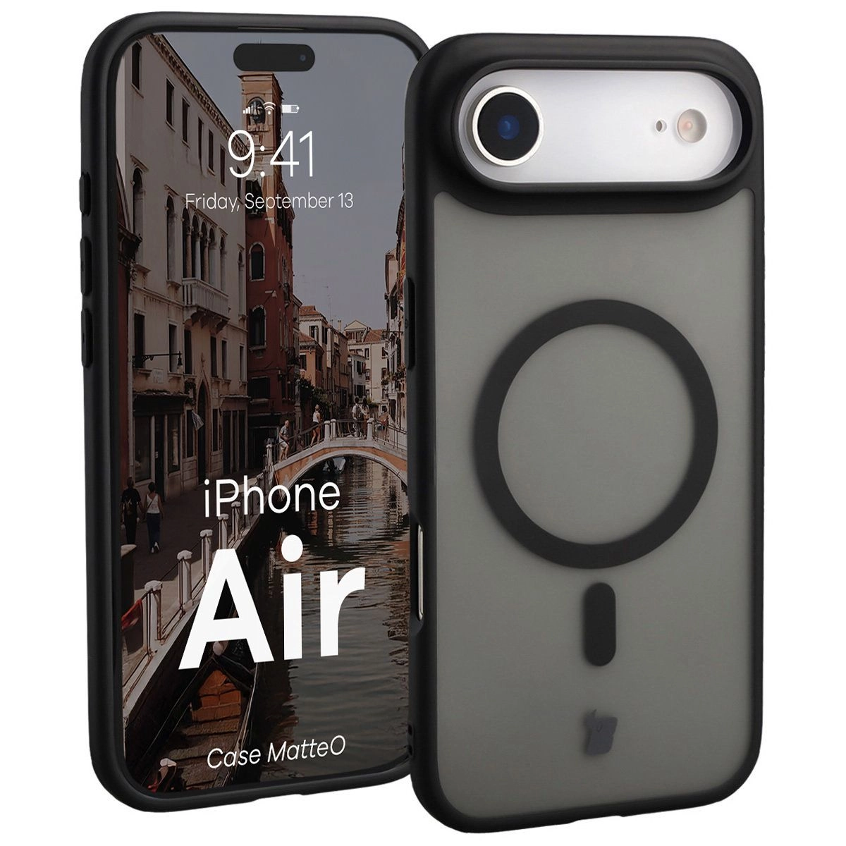 Etui Bizon MatteO z MagSafe do Apple iPhone Air Półprzezroczyste z czarną ramką