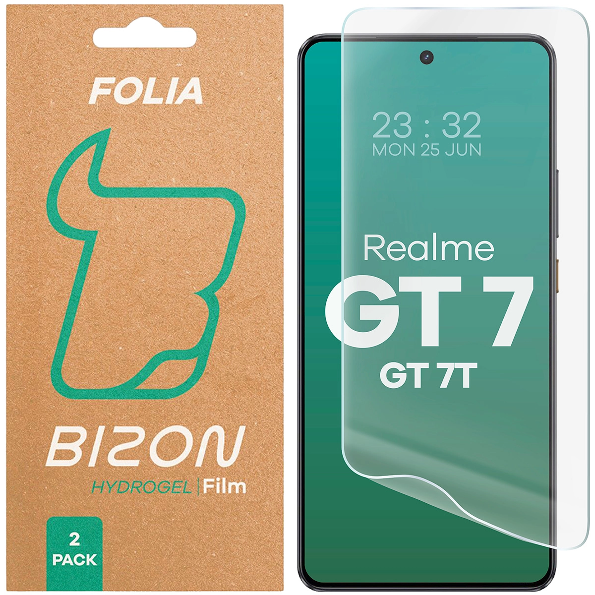 Folia hydrożelowa Bizon na ekran Hydrogel Front do Realme GT 7 / Realme GT 7T 2 sztuki